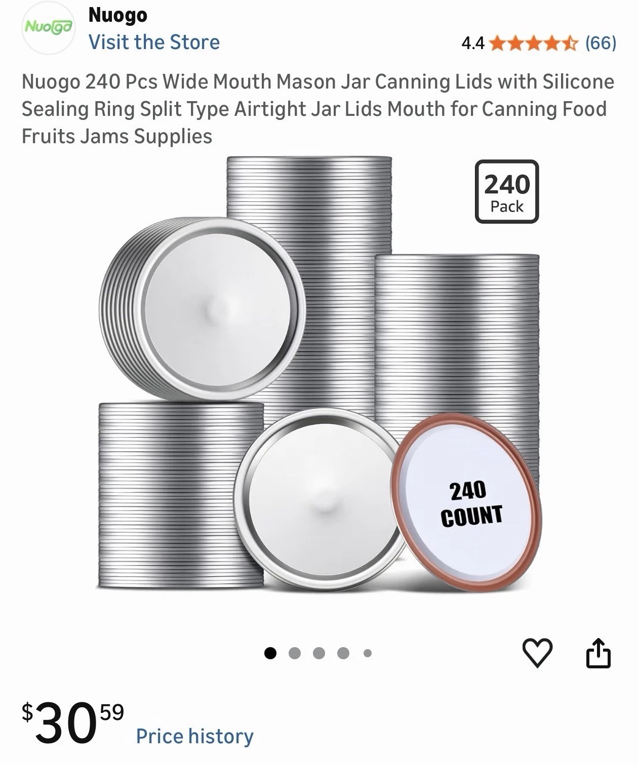 240 pcs Wide Mouth Canning Lids, Mason Jar lids Lar Mouth Canning Seals