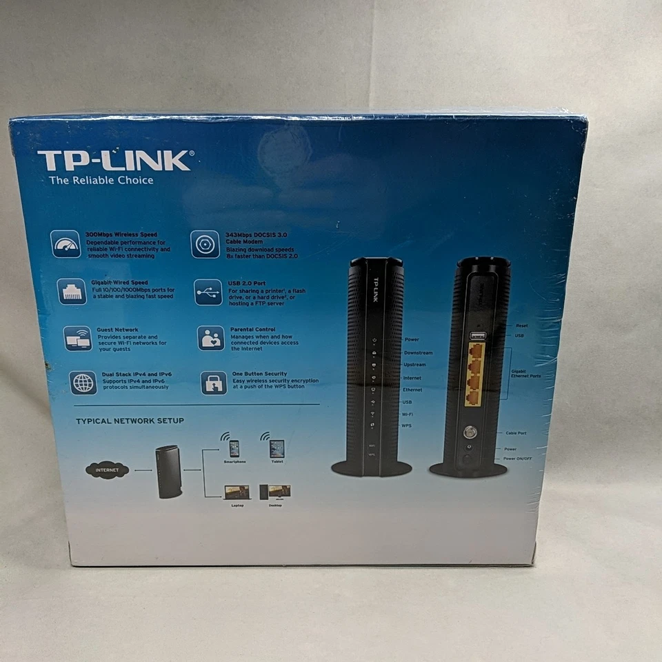 TP-Link TC-W7960 300Mbps Wireless N DOCSIS 3.0 Cable Modem Router Sealed NEW - Image 3 of 4