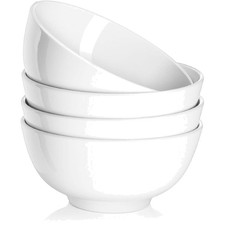 22 OZ White Ceramic Bowls Set of 4 Cereal Soup Salad Microwave Safe
