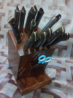 Hand Craft Chef Knife Set 12pcs Damascus Steel & Carbon Steel with Wooden Stand