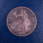 1877 Trade Dollar, XF Details, Cleaned, Cracked from Holder, Rare US Silver H13