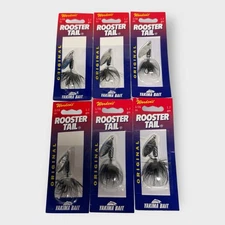 Yakima Wordens Original Rooster Tail Spinner Lures BLACK 1/16oz LOT OF 6 NEW