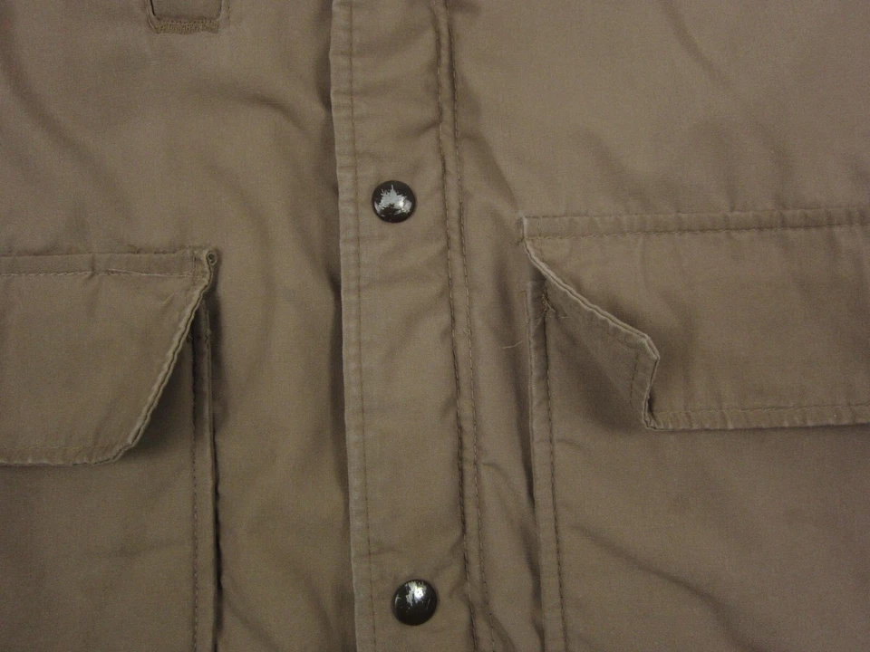 Vintage Field & Stream Jacket Mens Small Brown 80s Puffer Parka Zip Corduroy - Image 3 of 4