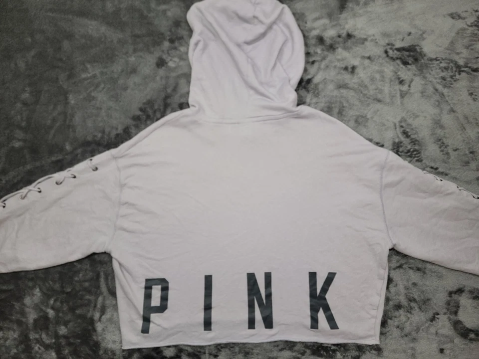 PINK By Victorias Secret Sudadera con Capucha Recortada Pullover Sudadera Grande Gimnasio Crop Foto 2 de 4