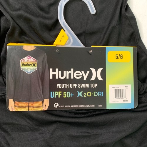 Hurley Girls Youth Shirt 5/6 Swim Stretch UPF Sunshirt Rash Guard Black Size 5/6 - Picture 6 of 7