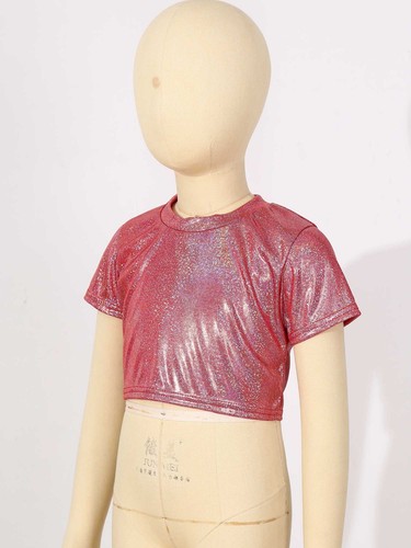 Unisex Kids T-shirt Short Sleeve Top Performance Dancewear Stage Streetwear - Picture 61 of 85