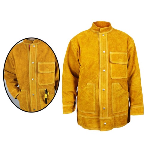 Strapazierfähige Schweißjacke 3xl hitzeflammfest Rindsleder Arbeitsmantel Schweißer Geschenk - Bild 13 von 17