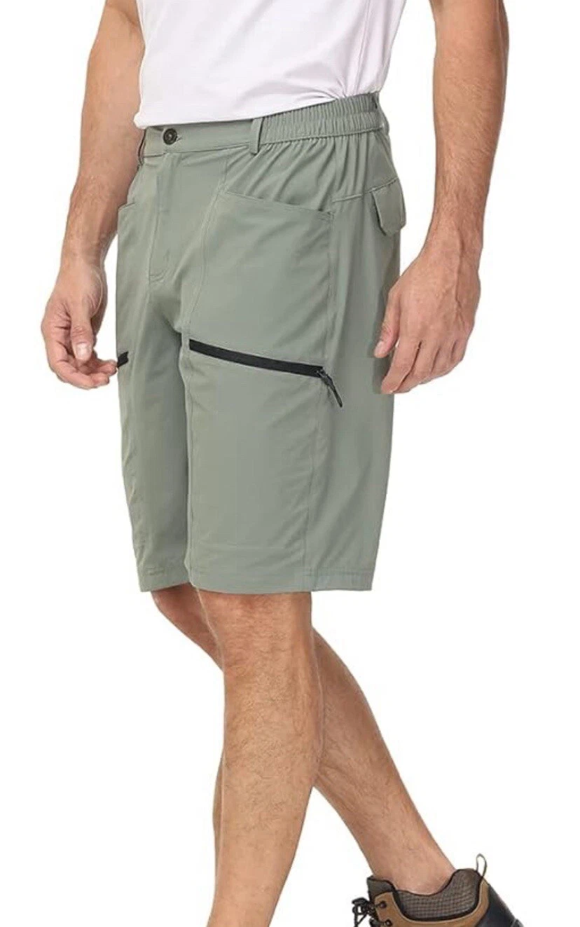 Size XS Mens Olive Khaki Hiking Zipper Cargo Pockets Shorts Quick-Dry W/D Ring