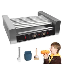 Commercial Electric 18 Hot Dog 7 Roller Grill Cooker Machine 1200w