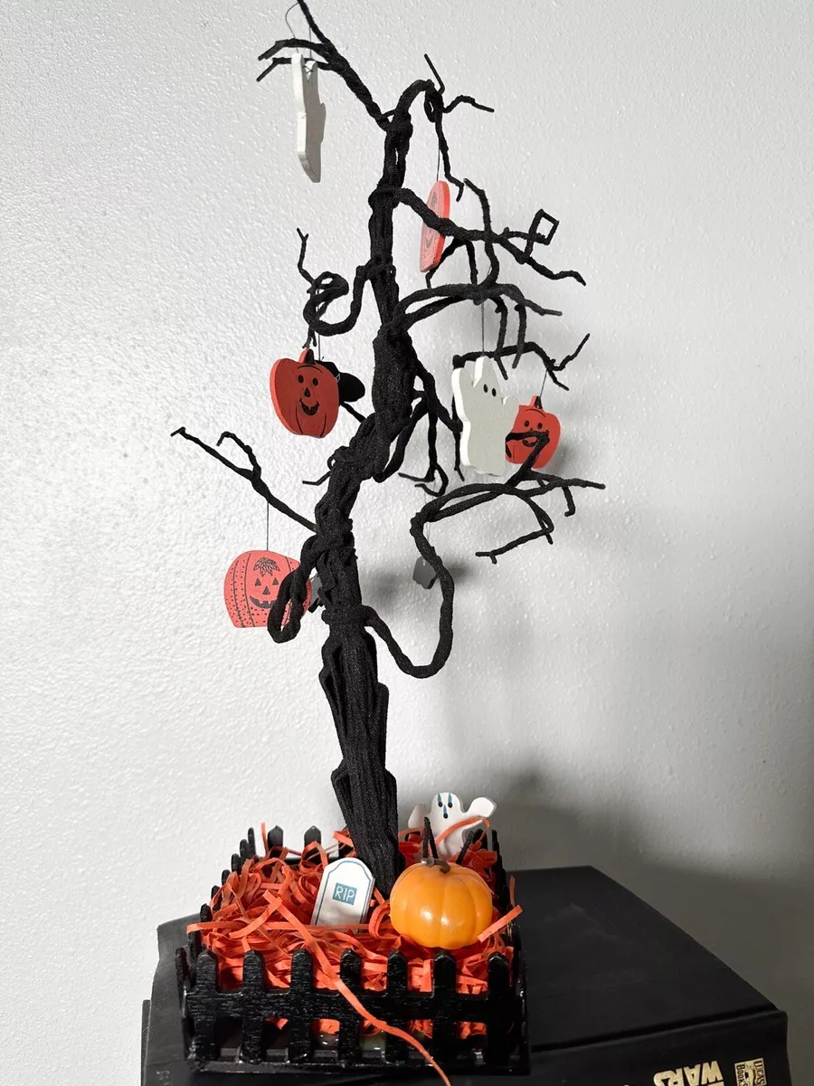 Kmart Vintage Halloween Graveyard Ghost Pumpkin Decor Tree ...