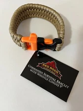 Paracord Bracelet With Whistle Coyote 9" Commando Survival Bracelet NEW Red Rock