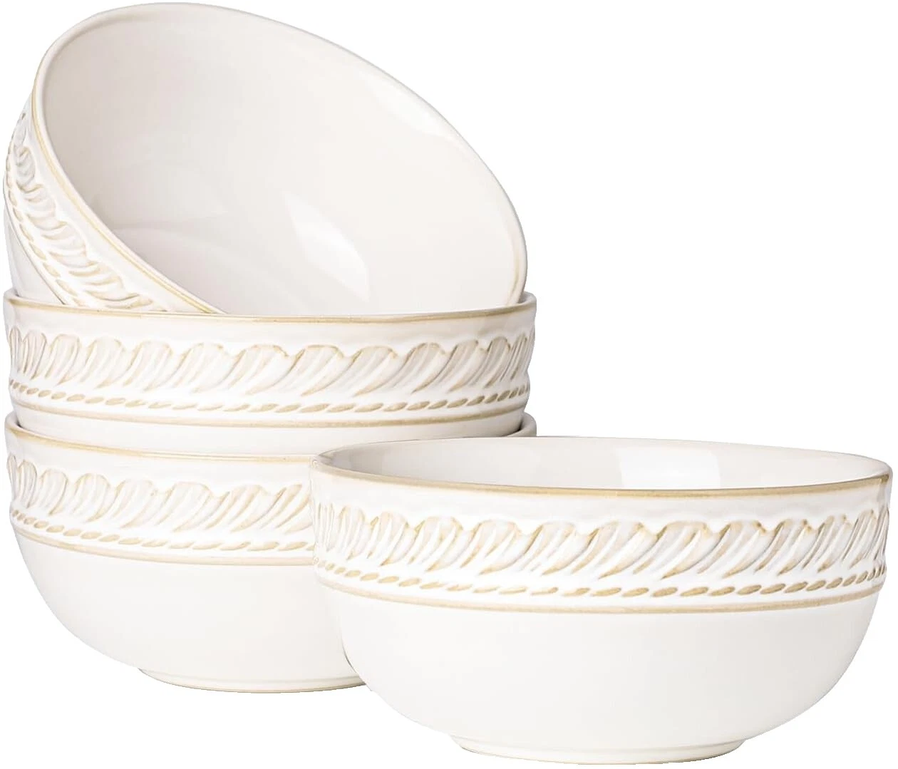 Tazones de vajilla de piedra blanca