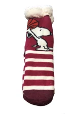 Peanuts Snoopy Sherpa Lined Socks Ladies Soft Warm Non-Slip Sports Cozy Fuzzy