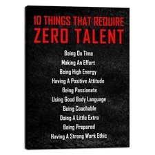 Motivational 10 Things that Require Zero Talent Office Positive Quotes Wall Art