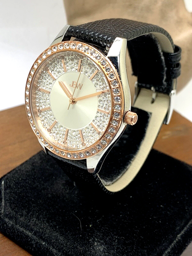 JBW Womens Watch J6367-10C Quartz 10 Year Anniversary Crystals Pave Leather Band - Picture 13 of 13