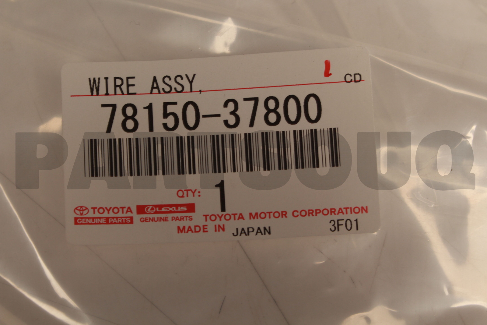 7815037800 Genuine Toyota WIRE ASSY, ACCELERATOR FLEXIBLE 78150 
