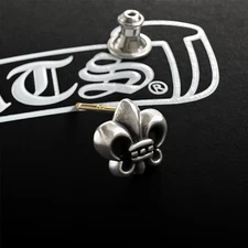 Authentic Chrome Hearts Small Fleur de Lis Stud Earring + CH Pouch & Gift Bag