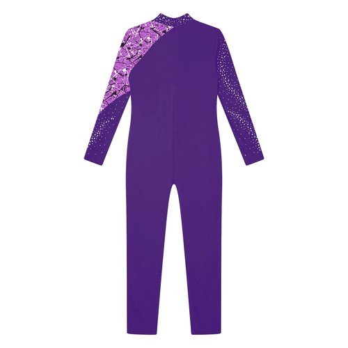 Kids Girls Rompers Shiny Leotard Sport Jumpsuit Gym Unitard Skating Bodysuit - Picture 39 of 57