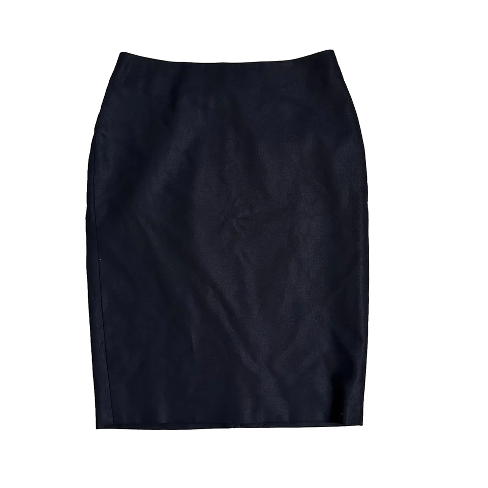 Max Mara Size 6 Women's Italian Navy Blue Pure Virgin Wool Pencil Skirt