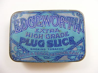 edgeworth plug slice tobacco tin Edgeworth Plug Slice Smoking Tobacco Advertising Tin Richmond VA Vintage  Antique