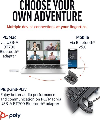Plantronics VOYAGER-5200-UC (206110-01) Advanced NC Bluetooth Headsets System - Picture 7 of 8