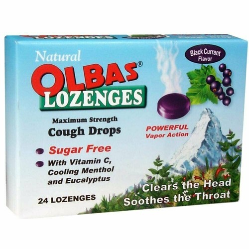 Olbas Lozenges Maximum Strength Cough Drops Sugar Free Black Currant 24