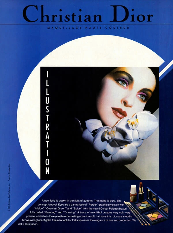 Dior Tyen 1987 fard à paupières lèvres rouge à lèvres maquillage 1 page PUBLICITÉ MAGAZINE