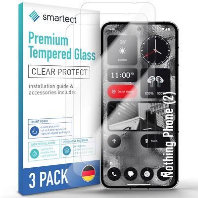 3x Schutzglas Panzerfolie Klar für Nothing Phone (2) Displayschutz Hartglas Glas