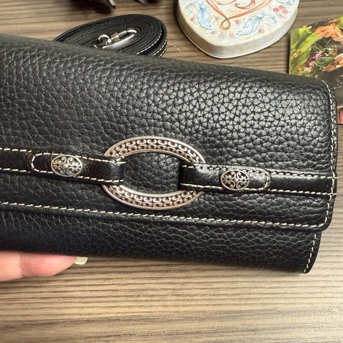 Brighton Seville Collection Black Leather Wallet/Crossbody - Picture 2 of 11
