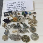 32 VINTAGE BROOCH LOT Dress CLIPS Costume JEWELRY Some Missing Gems Unique Craft