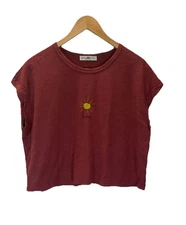 Natural Life TShirt Womens Small Cropped Sunshine embroidered Sleeveless Boho