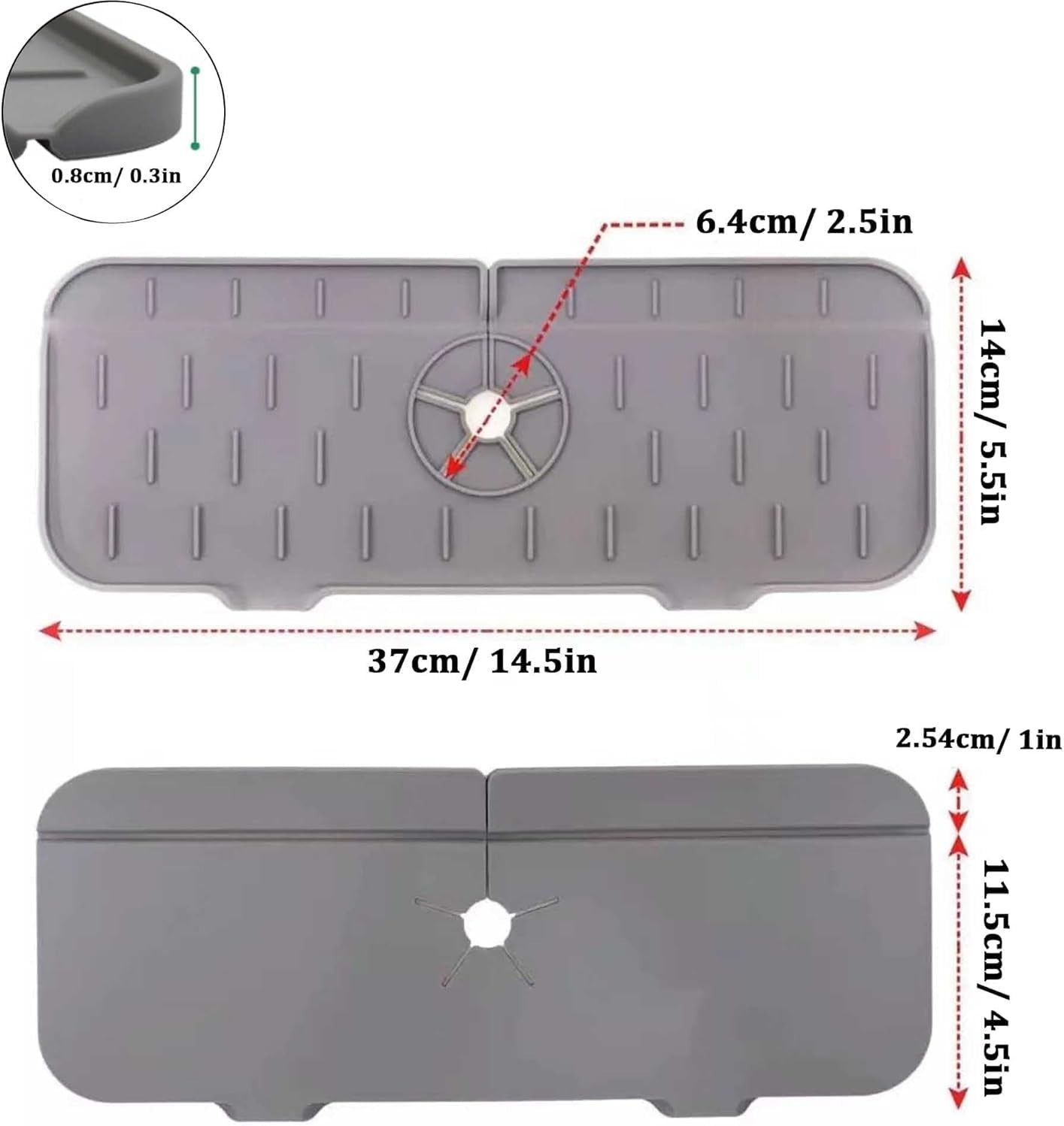 Silicone Faucet Drain Pad Drip Catcher Tray Kitchen Sink Splash Guard 14” Mat