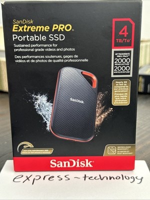 SanDisk Extreme PRO Portable SSD 4TB USB-C Water & Dust Resistant 2000MB