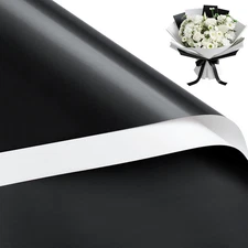 20 Sheets Flower Wrapping Paper - 22.4 x 22.4 inch Black White Color Water-Resis
