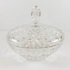 Vintage Anchor Hocking Early American Prescut Clear Glass Candy Dish w/ Lid
