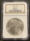1887 P Morgan Silver Dollar NGC Graded MS64 Old Holder Rim Toned Reverse