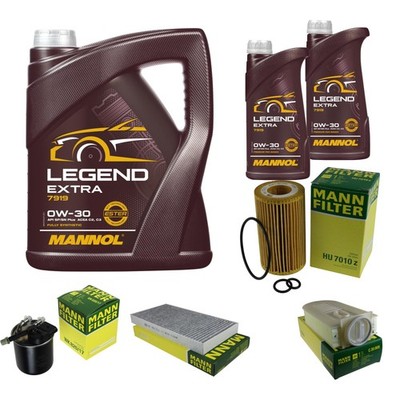MANN-FILTER Inspektionspaket 7 L MANNOL Legend Extra 0W-30 für Mercedes-Benz