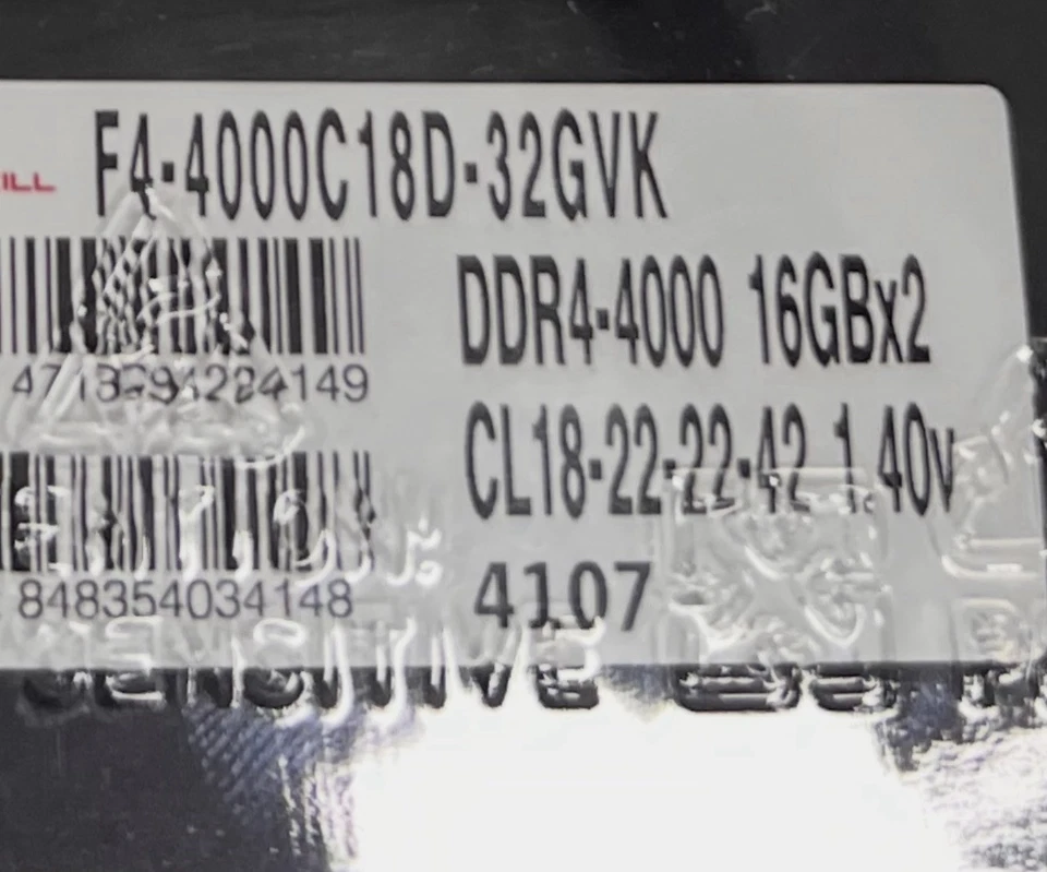 G.Skill Ripjaws V F4-4000C18D-32GVK memory module DDR4 4000 MHz 32GB 16GBx2 New - Image 3 of 3