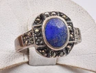 Vintage Sterling Silver Natural LAPIS LAZULI & Marcasite Ladies Ring size 4.5