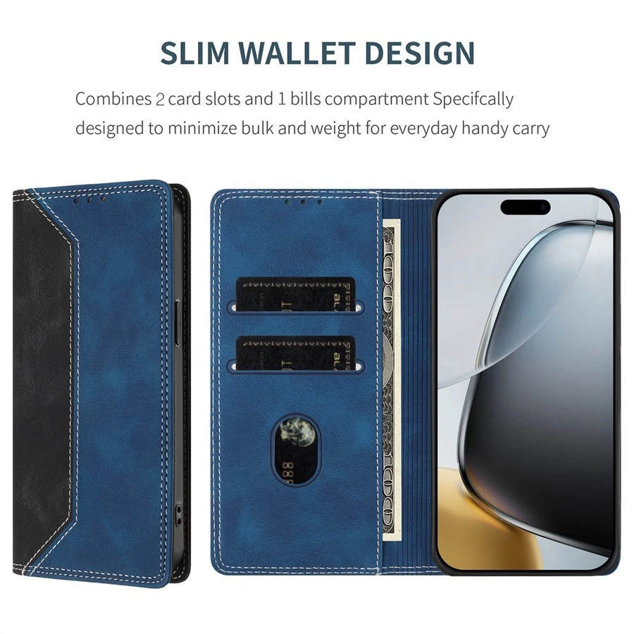 Funda tipo billetera de cuero con empalme para teléfono ZTE Blade A56 A76 A75 A53 V70 V60 V40 A36 Foto 3 de 4