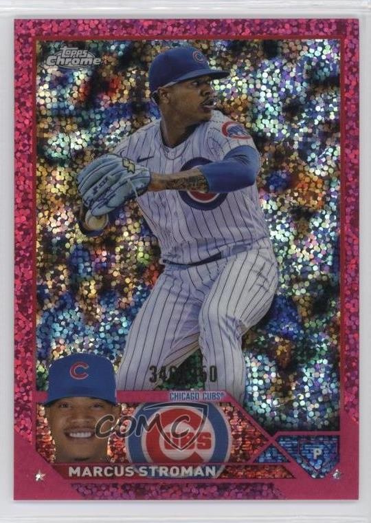 2023 Topps Chrome Magenta Speckle Refractor /350 Marcus Stroman #212 4k8