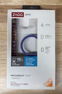 ZAGG Gear4 Piccadilly Snap MagSafe Case for iPhone 14 Plus, Periwinkle / Clear