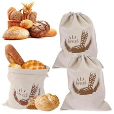 2Pcs/set Linen Bread Bags Bread Food Bread Bag For Homemade Reusable Portable