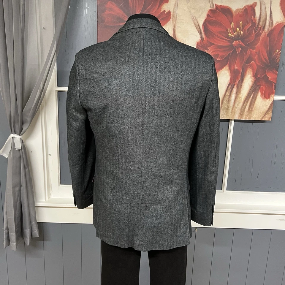 Blazer abrigo deportivo Ben Sherman con inserción de babero para hombre 40L largo algodón espiga gris Foto 3 de 4