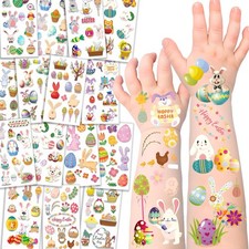 Easter Temporary Tattoos for Kids - 171 Styles 15 Sheets Fake Temporary Tattoo S