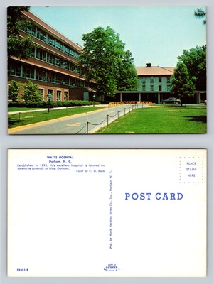 Watts Hospital Durham North Carolina Postcard C H Ruth Color Photo