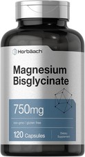 Horbaach Magnesium Bisglycinate, 120 Capsules, 750Mg, Non-Gmo Supplement
