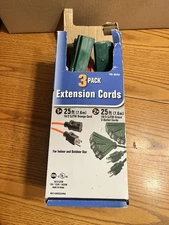 PRIME EXTENSION CORD OUTDOOR & INDOOR COMBO PACK 3PC 25FT CORD PACK  OPEN BOX
