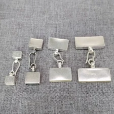 925 Sterling Silver Rectangular Leather Cord End Cap w/ Hook Clasp for Bracelet