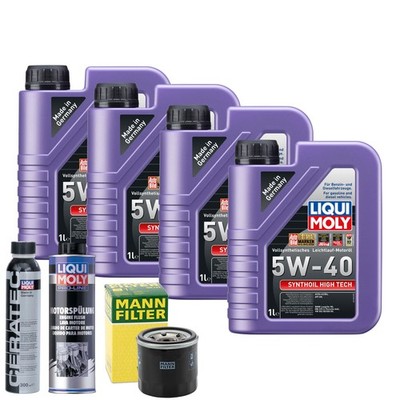 Motoröl 5W40 LIQUI MOLY Synthoil High Tech 4L +MANN Ölfilter +Spülung +Cera Tec